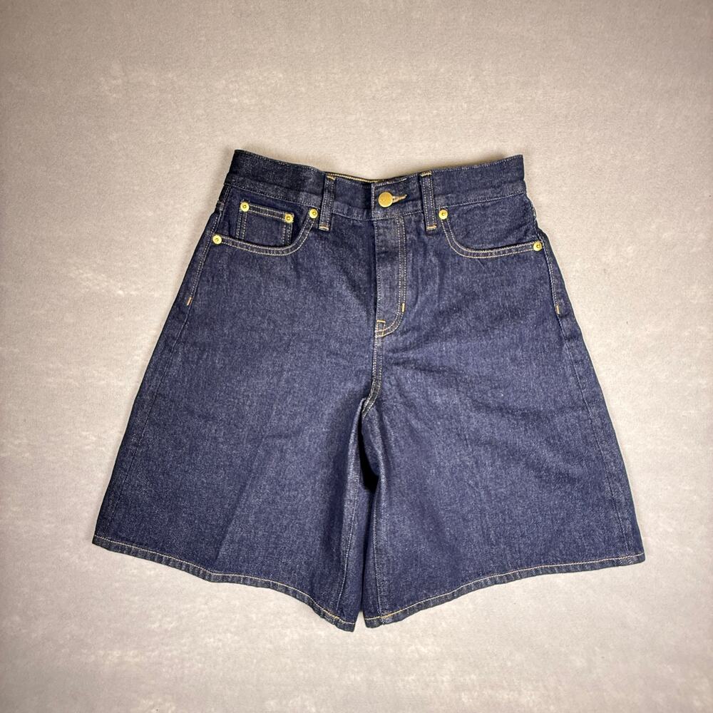 NWT J Crew wide leg denim shorts - dark jorts bermuda high waist 100% cotton 26